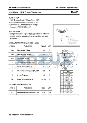 MJ425 datasheet - isc Silicon NPN Power Transistor