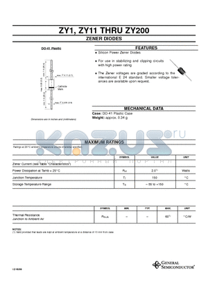 ZY33 datasheet - ZENER DIODES