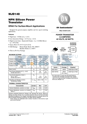 MJD148 datasheet - NPN Silicon Power Transistor