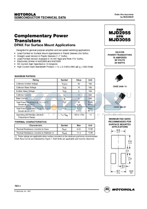 MJD3055 datasheet - Complementary Power Transistors