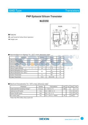 MJD350 datasheet - PNP Epitaxial Silicon Transistor