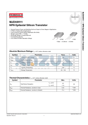 MJD44H11_09 datasheet - NPN Epitaxial Silicon Transistor