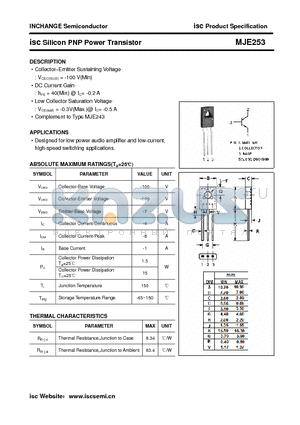MJE253 datasheet - isc Silicon PNP Power Transistor