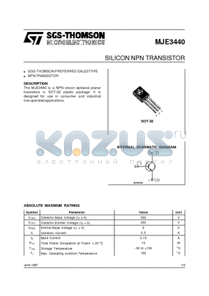 MJE3440 datasheet - SILICON NPN TRANSISTOR