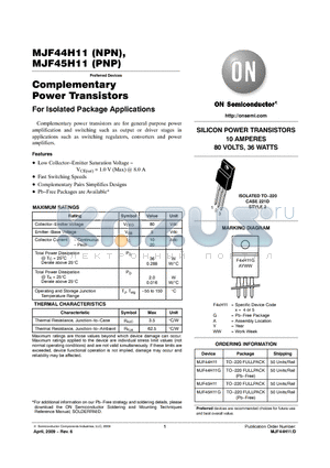 MJF45H11 datasheet - Complementary Power Transistors