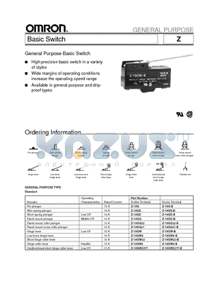 Z-01H datasheet - General-purpose Basic Switch