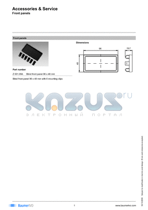 Z001.09A datasheet - Accessories & Service