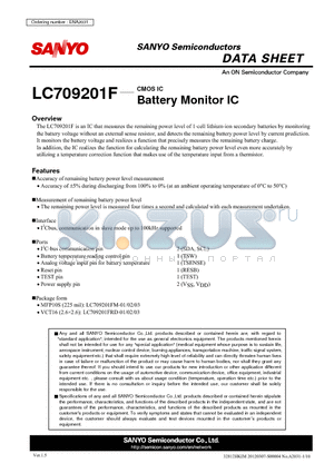 LC709201F datasheet - CMOS IC Battery Monitor IC