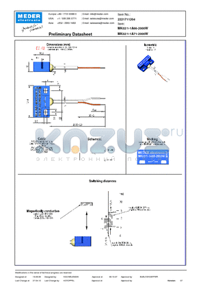 MK02-1-1A66-2000W datasheet - MK Reed Sensor