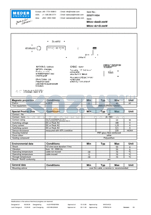 MK03-1A71B-200W datasheet - MK Reed Sensor