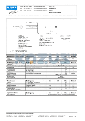 MK03-1A75C-1800W_DE datasheet - (deutsch) MK Reed Sensor