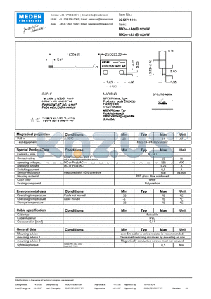 MK04-1A66B-1000W datasheet - MK Reed Sensors