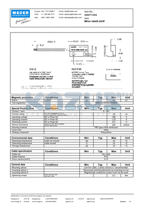 MK04-1A66B-200W datasheet - MK Reed Sensors