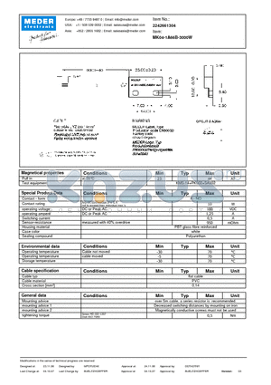 MK04-1A66B-3000W datasheet - MK Reed Sensors