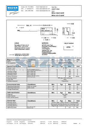 MK04-1A71C-500W datasheet - MK Reed Sensors