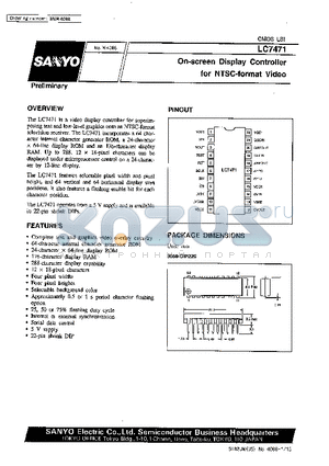 LC7471 datasheet - On-screen Display Controller for NTSC-Format Video