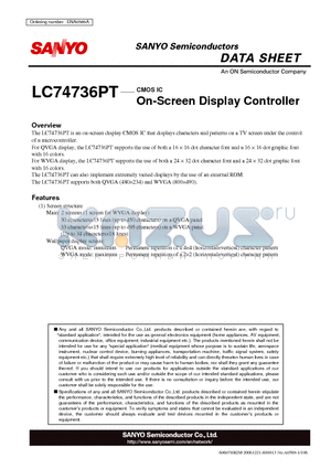 LC74736PT datasheet - On-Screen Display Controller