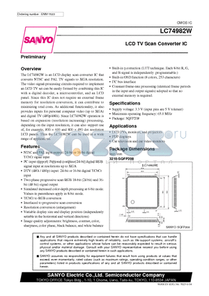 LC74982W datasheet - LCD TV Scan Converter IC