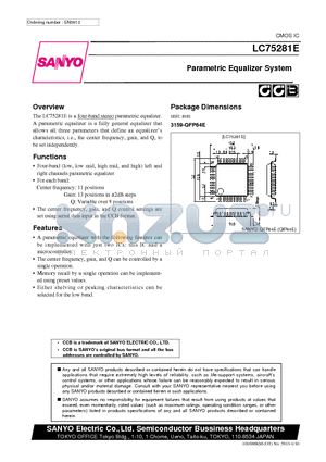 LC75281E datasheet - Parametric Equalizer System