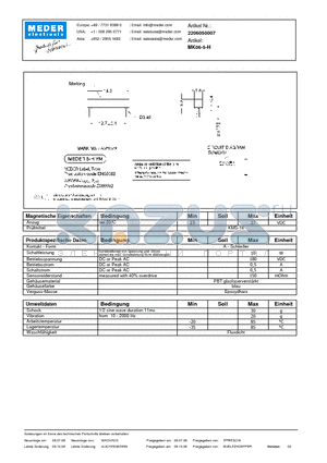 MK06-5-H_DE datasheet - (deutsch) MK Reed Sensor
