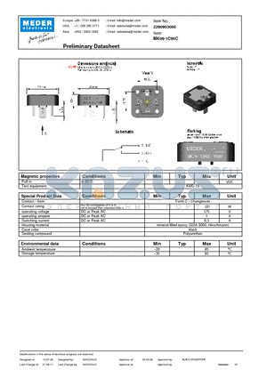 MK09-1C90C datasheet - MK Reed Sensors