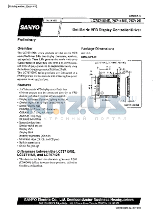 LC75711NE datasheet - Dot Matrix VFD Display Controller/Driver