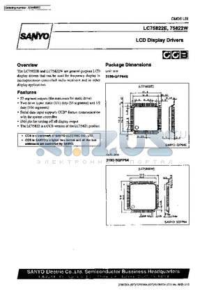 LC75822W datasheet - LCD Display Drivers
