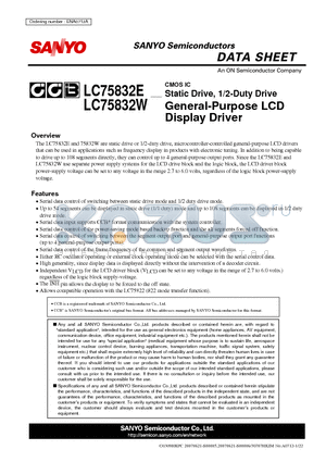 LC75832E datasheet - General-Purpose LCD Display Driver