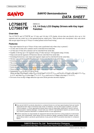 LC75857E datasheet - CMOS IC 1/3, 1/4 Duty LCD Display Drivers with Key Input Function