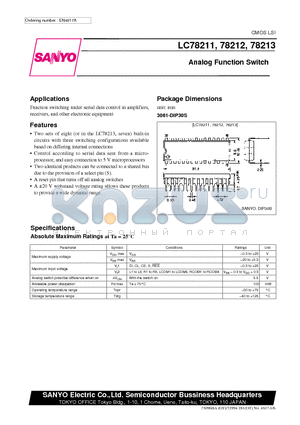 LC78212 datasheet - Analog Function Switch