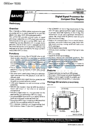 LC7861KE datasheet - Digital Signal Processor for Compact Disc Players