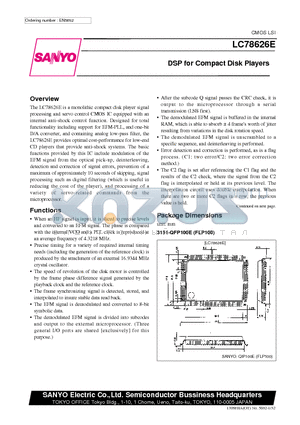 LC78626E datasheet - DSP for Compact Disk Players