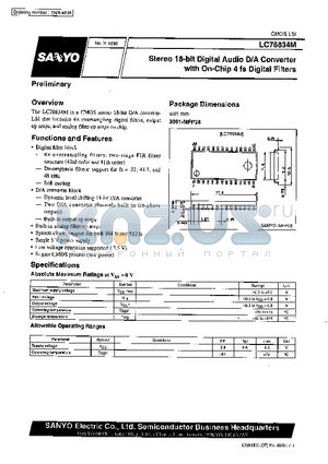 LC78834M datasheet - Stereo 18-bit Digital Audio D/A Converter with On-Chip 4 fs Digital Filters