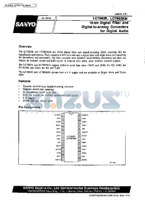 LC7883KM datasheet - 16-bit Digital Filter and Digital-to-analog Converters for Digital Audio