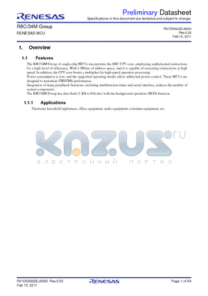 R5F21344MNFP datasheet - Specifications in this document are tentative and subject to change