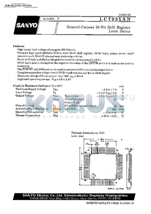 LC7935AN datasheet - General-Purpose 32-Bit Shift Register Latch Driver