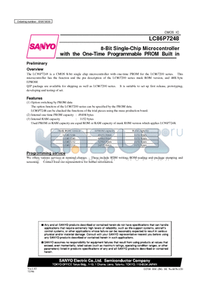 LC867232 datasheet - 8-Bit Single-Chip Microcontroller with the One-Time Programmable PROM Built in