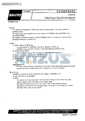 LC86P6232 datasheet - 8-bit single chip microcomputer