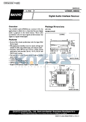 LC8903 datasheet - Digital Audio Interface Receiver