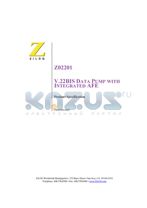 Z0220112VSCR4078 datasheet - V.22BIS Data Pump with INTEGRATED AFE