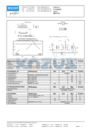 MK17-D-2_DE datasheet - (deutsch) MK Reed Sensor