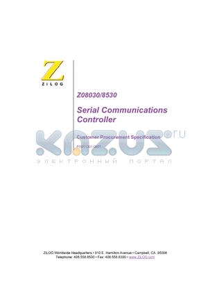 Z08030 datasheet - Serial Communications Controller