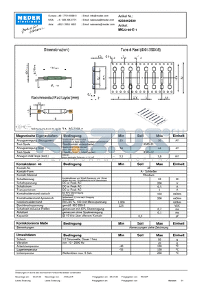 MK23-46-E-1_DE datasheet - (deutsch) MK Reed Sensor