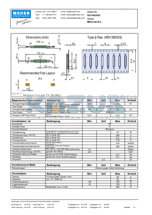 MK23-66-D-2_DE datasheet - (deutsch) MK Reed Sensor