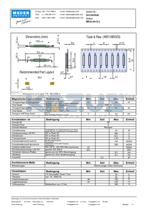 MK23-66-G-2_DE datasheet - (deutsch) MK Reed Sensor