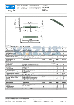 MK23-85-D-2_DE datasheet - (deutsch) MK Reed Sensor