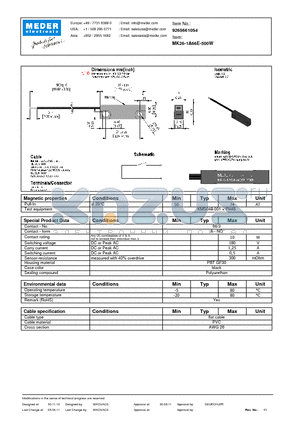 MK26-1A66E-500W datasheet - MK Reed Sensor