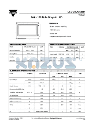 LCD-240G128B datasheet - 240 x 128 Dots Graphic LCD