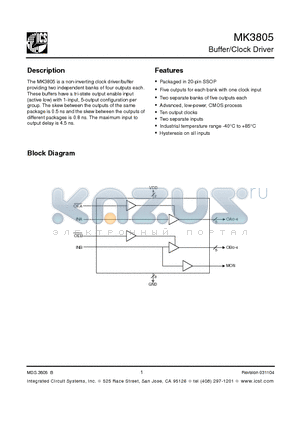MK3805RI datasheet - Buffer/Clock Driver