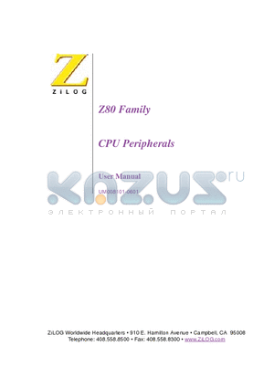 Z0847006PSC datasheet - Z80 CPU PERIPHERALS